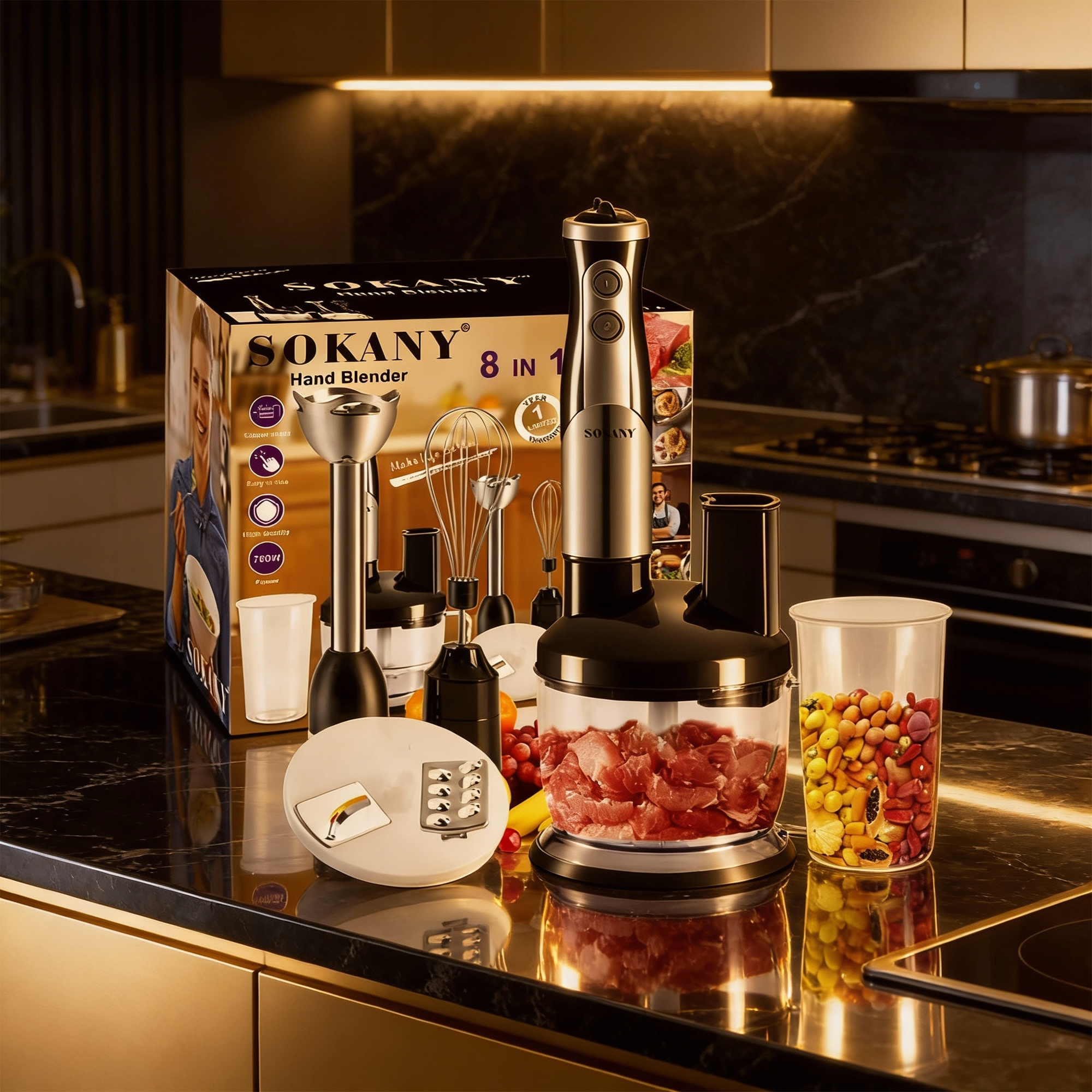 محضر طعام 8 فى 1 بضمان عامين 1800 واط من سوكانى - الصورة 4